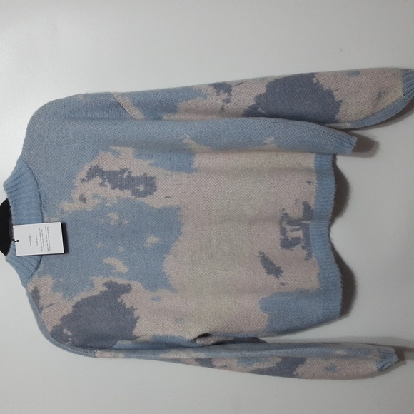 PIECES Abstracts Blue/Wht Cloud Jumper Sweater - Picture 3 of 9
